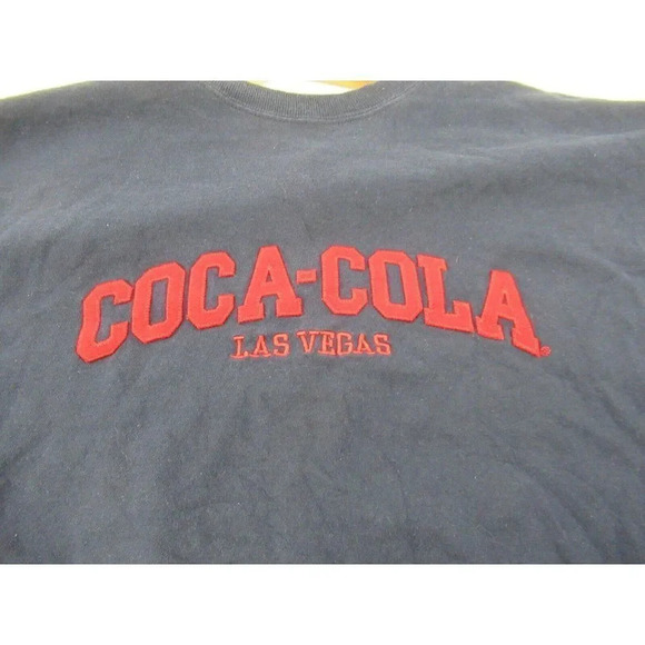 Coca-Cola  Las Vegas Shirt Long Sleeve Tee Navy Red Letterman Style Patches - Picture 7 of 7
